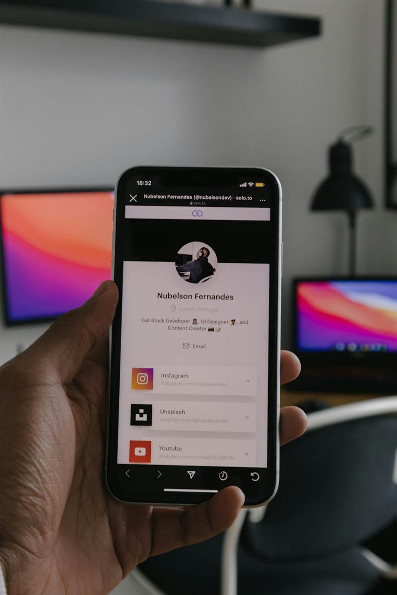 Professional social media profile displayed on a smartphone